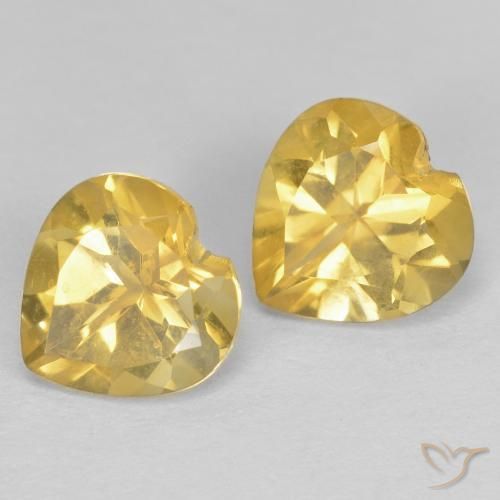 1.40 ctw Golden Citrine Stones, Natural Citrine in Heart Facet Shape for Sale