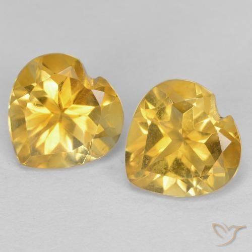 1.37 ctw Golden Citrine Stones, Natural Citrine in Heart Facet Shape for Sale