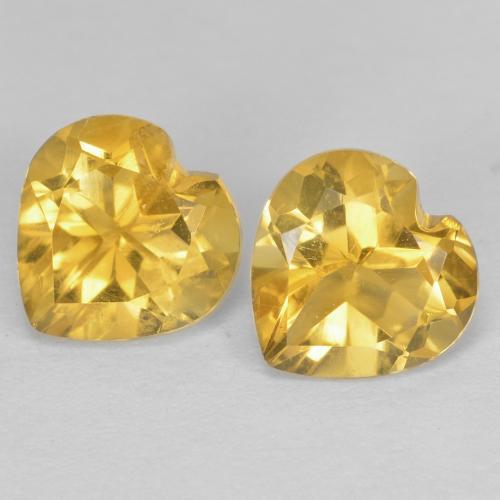 1.42 ct Yellow Citrine, 6.1 x 6 mm Heart Cut From Brazil, Photo A