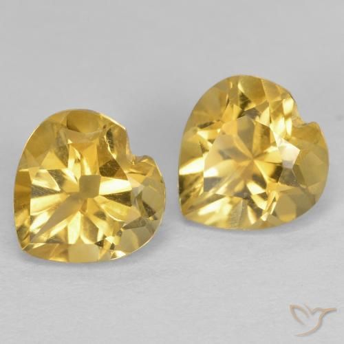 1.47 ct Yellow Citrine, 6.2 x 6 mm Heart Cut From Brazil, Photo A