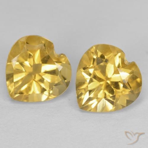 1.47 ctw Golden Citrine Stones, Natural Citrine in Heart Facet Shape for Sale