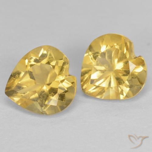1.53 ctw Golden Citrine Stones, Natural Citrine in Heart Facet Shape for Sale