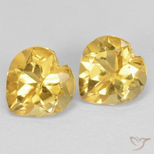 1.54 ct Yellow Citrine, 6.2 x 6.1 mm Heart Cut From Brazil, Photo A