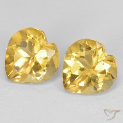 1.54 ctw Golden Citrine Stones, Natural Citrine in Heart Facet Shape for Sale