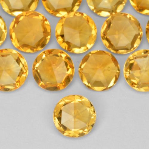 0.30 ct Golden Citrine Gemstone, Citrine Gem in Round Rose-Cut (double sided) Shape for Sale.