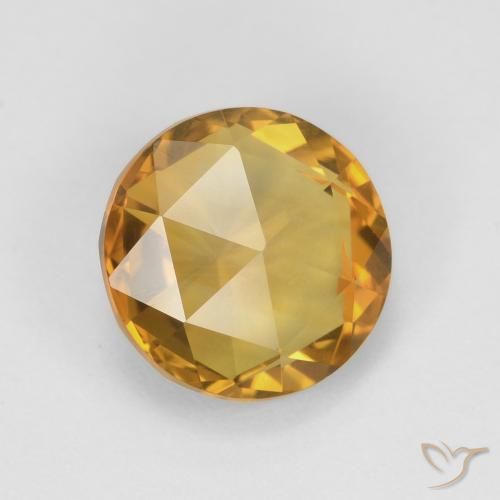 1.91 ct Golden Citrine Stone, Natural Citrine in Round Rose-Cut (double sided) Shape for Sale