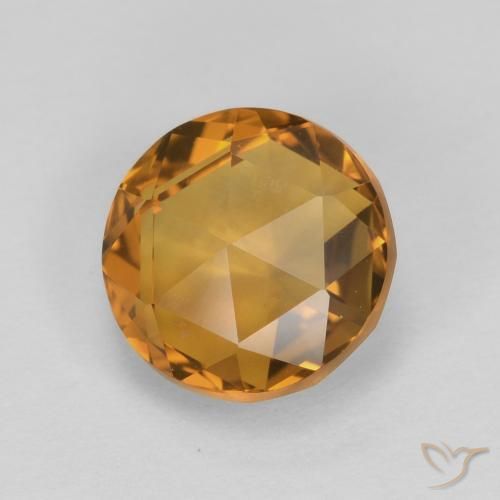 1.91 ct Golden Citrine Stone, Natural Citrine in Round Rose-Cut (double sided) Shape for Sale
