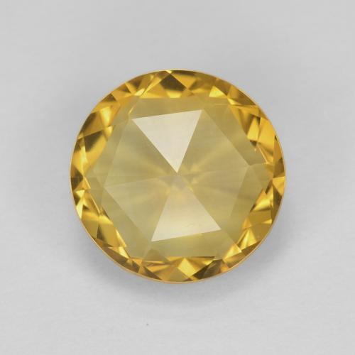1.87ct Round Rose-cut (double Sided) Golden Citrine from Brazil, Dimension 10mm, Natural untreated Gemstone, VVS Clarity, 1 piece Citrine in Golden Orange Color, Mohs Hardness of 7 suitable for daily wear jewelry, Symbolizes Abundance and Prosperity, Photo A