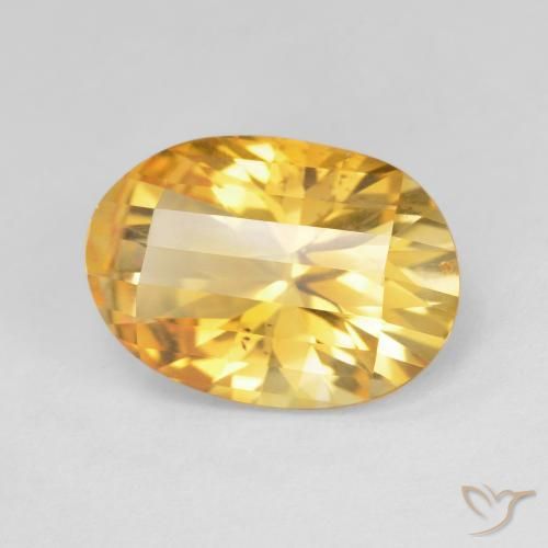 4.72 ct Golden Citrine Stone, Natural Citrine in Oval Concave Cut Shape for Sale
