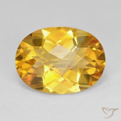 7.95 ct Yellow Citrine, 16.1 x 12.1 mm Oval Checkerboard From Brazil, Photo A