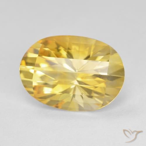 5.27 ct Golden Citrine Stone, Natural Citrine in Oval Concave Cut Shape for Sale
