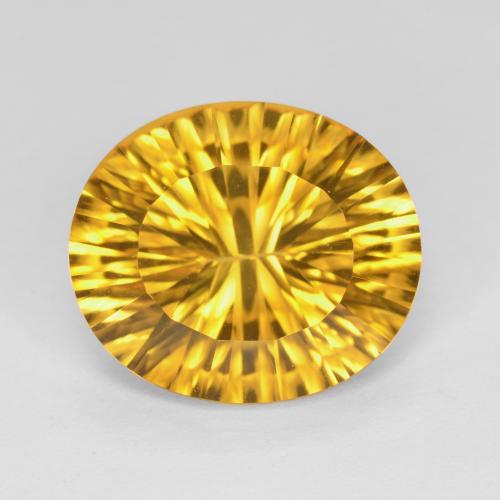 14.2 x 12.1mm Oval Golden Citrine from Brazil, Weight of 6.3ct, Natural untreated Gemstone in VVS Clarity, 1pc Oval Concave Cut Citrine - Color: Deep Gold, Mohs Hardness of 7 suitable for daily wear jewelry, Merchant's Stone, Photo A
