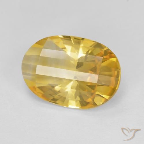 4.79 ct Golden Citrine Stone, Natural Citrine in Oval Concave Cut Shape for Sale