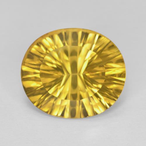 14.2 x 12.2mm Oval Concave Cut Golden Citrine from Brazil, Weight of 5.86ct, Natural untreated gemstone in VVS Clarity, 1pc Citrine - the Color is Golden Orange, Mohs Hardness of 7 suitable for daily wear jewelry, Leo Zodiac Stone, Photo A