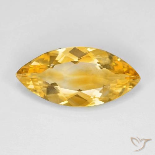 5.12 ct Yellow Citrine, 20 x 9.7 mm Marquise Cut From Brazil, Photo A