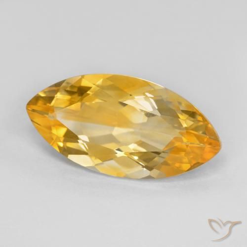 7.42 ct Golden Citrine Stone, Natural Citrine in Marquise Facet Shape for Sale