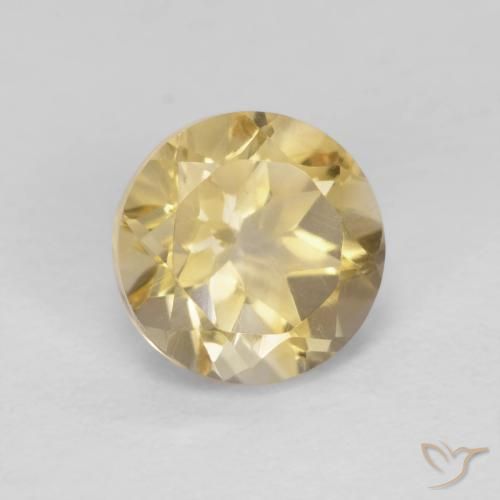 1.39 ct Yellow Citrine Stone, Natural Citrine in Round Facet Shape for Sale