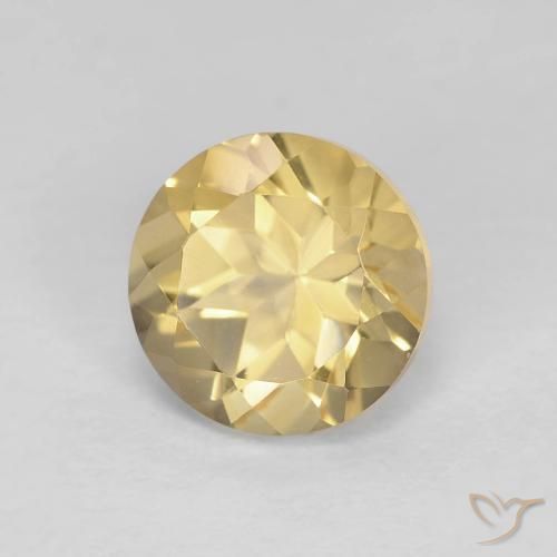 1.38 ct Yellow Citrine Stone, Natural Citrine in Round Facet Shape for Sale