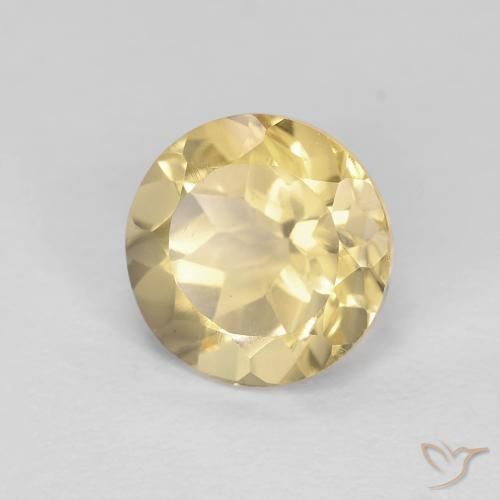 1.35 ct Yellow Citrine Stone, Natural Citrine in Round Facet Shape for Sale