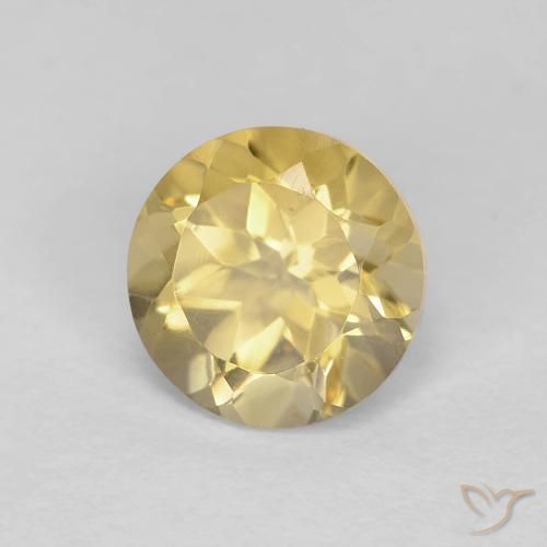 1.32 ct Yellow Citrine Stone, Natural Citrine in Round Facet Shape for Sale