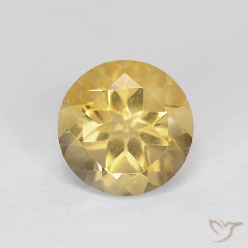 1.32 ct Yellow Citrine Gemstone, Citrine Gem in Round Facet Shape for Sale.