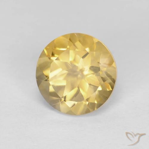1.32 ct Yellow Citrine Stone, Natural Citrine in Round Facet Shape for Sale