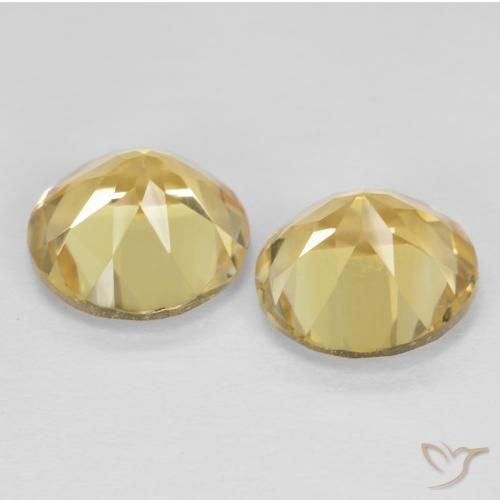 Citrine Gemstones in 7 mm (calibrated) Size for Sale, Citrine Stones in Light Earthy Yellow Color