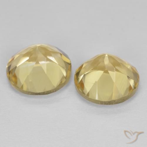 Citrine Gemstones in 7 mm (calibrated) Size for Sale, Citrine Stones in Light Yellow Color