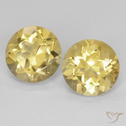 2 pièces assorties de citrine Jaune Tour de taille 7,1mm, poids total de 2,5 ct / moyenne de 1,25 ct chacune, Doré léger avec pureté vvs-vs, pierre gemme naturelle Non traité, dureté de Mohs 7 convient aux bijoux de tous les jours, pierre de sagesse, Pierre de naissance de novembre, Photo A