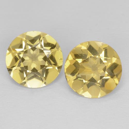 2 pièces assorties de citrine Jaune Tour de taille 7,1mm, poids total de 2,1 ct / moyenne de 1,05 ct chacune, Doré léger avec pureté vvs, pierre gemme naturelle Non traité, dureté de Mohs 7 convient aux bijoux de tous les jours, pierre de sagesse, Pierre du marchand, Photo A
