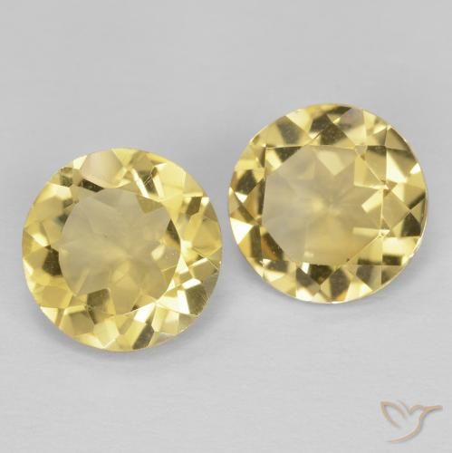 2.12 ctw Yellow Citrine Stones, Natural Citrine in Round Facet Shape for Sale