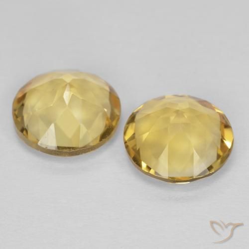 Citrine Gemstones in 7 mm (calibrated) Size for Sale, Citrine Stones in Light Golden-Yellow Color