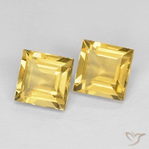 2.17 ctw Golden Citrine Stones, Natural Citrine in Square Facet Shape for Sale