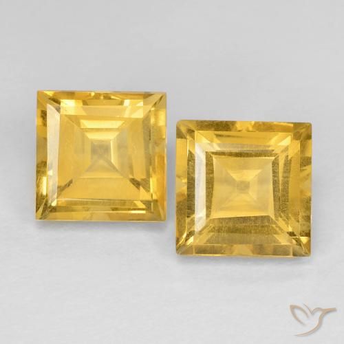 3.73 ct Yellow Citrine, 7.2 x 7.1 mm Square Cut From Brazil, Photo A