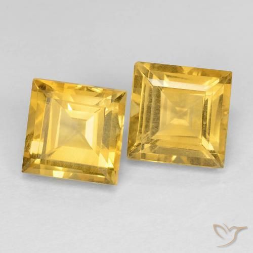 3.73 ctw Golden Citrine Stones, Natural Citrine in Square Facet Shape for Sale