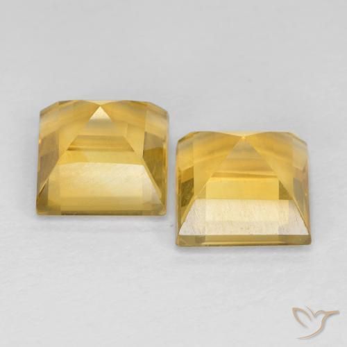 Citrine Gemstones in 7 x 7 mm (calibrated) Size for Sale, Citrine Stones in Medium Gold Color