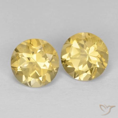 2.52 ctw Yellow Citrine Stones, Natural Citrine in Round Facet Shape for Sale