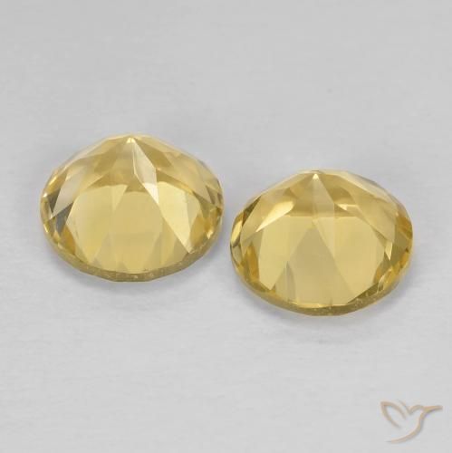 Citrine Gemstones in 7 mm (calibrated) Size for Sale, Citrine Stones in Light Yellow Color