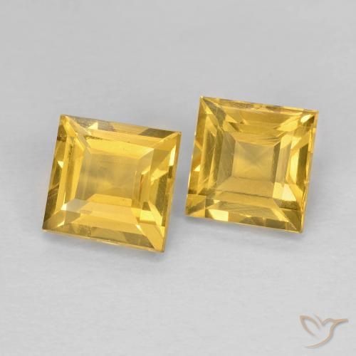 2.18 ctw Golden Citrine Stones, Natural Citrine in Square Facet Shape for Sale