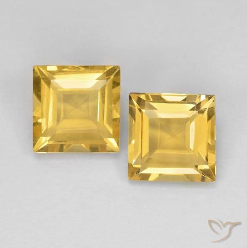 2.11 ct Yellow Citrine, 6.1 x 6 mm Square Cut From Brazil, Photo A