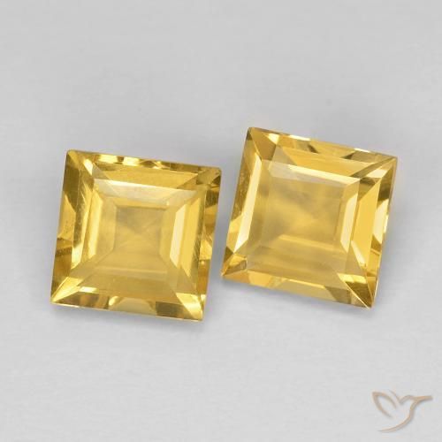 2.11 ctw Golden Citrine Stones, Natural Citrine in Square Facet Shape for Sale