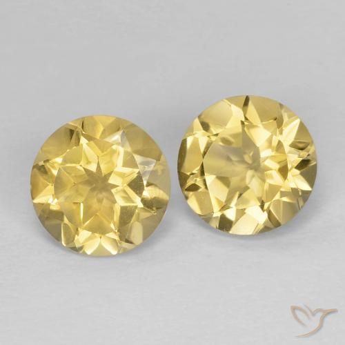 2.31 ctw Yellow Citrine Stones, Natural Citrine in Round Facet Shape for Sale