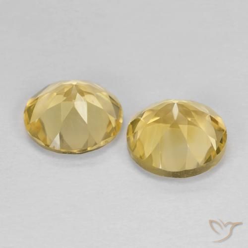Citrine Gemstones in 7 mm (calibrated) Size for Sale, Citrine Stones in Light Yellow Color