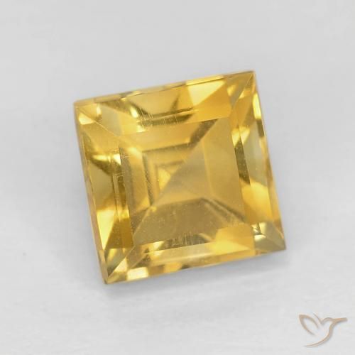 1.40 ct Golden Citrine Stone, Natural Citrine in Square Facet Shape for Sale