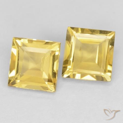2.06 ctw Golden Citrine Stones, Natural Citrine in Square Facet Shape for Sale