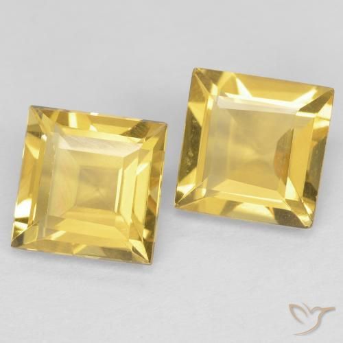 2.04 ctw Golden Citrine Stones, Natural Citrine in Square Facet Shape for Sale