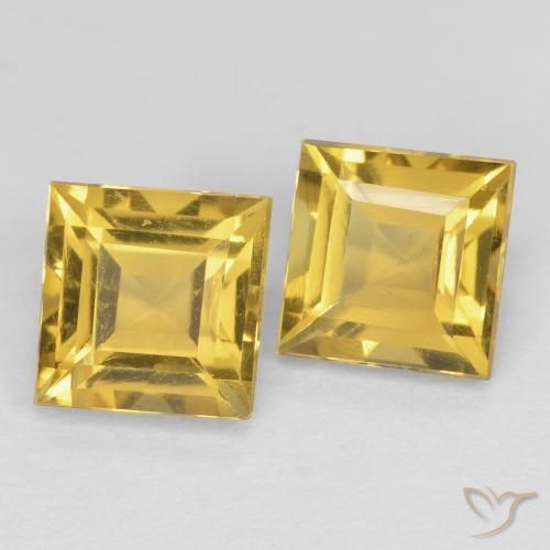 2.03 ctw Golden Citrine Stones, Natural Citrine in Square Facet Shape for Sale