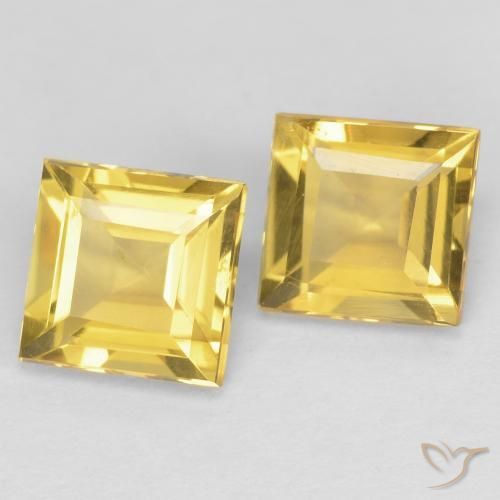 2.03 ctw Golden Citrine Stones, Natural Citrine in Square Facet Shape for Sale