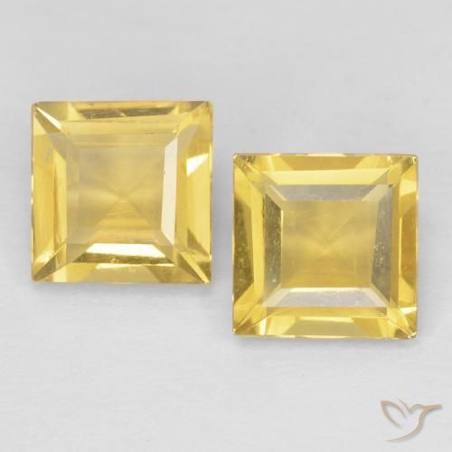 1.77 ct Yellow Citrine, 6 x 6 mm Square Cut From Brazil, Photo A