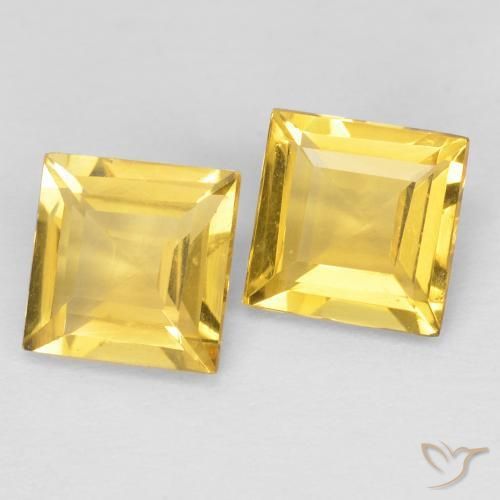 1.77 ctw Golden Citrine Stones, Natural Citrine in Square Facet Shape for Sale